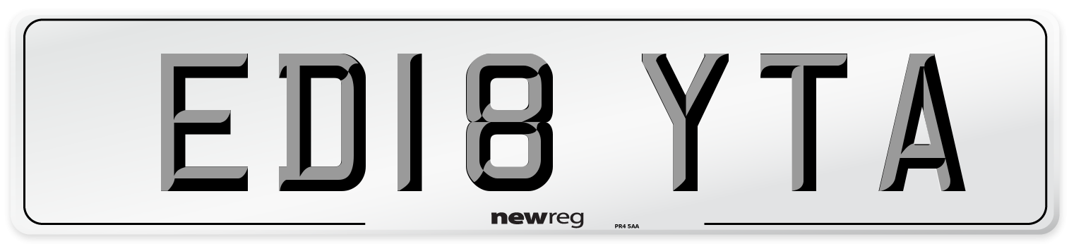 ED18 YTA Number Plate from New Reg